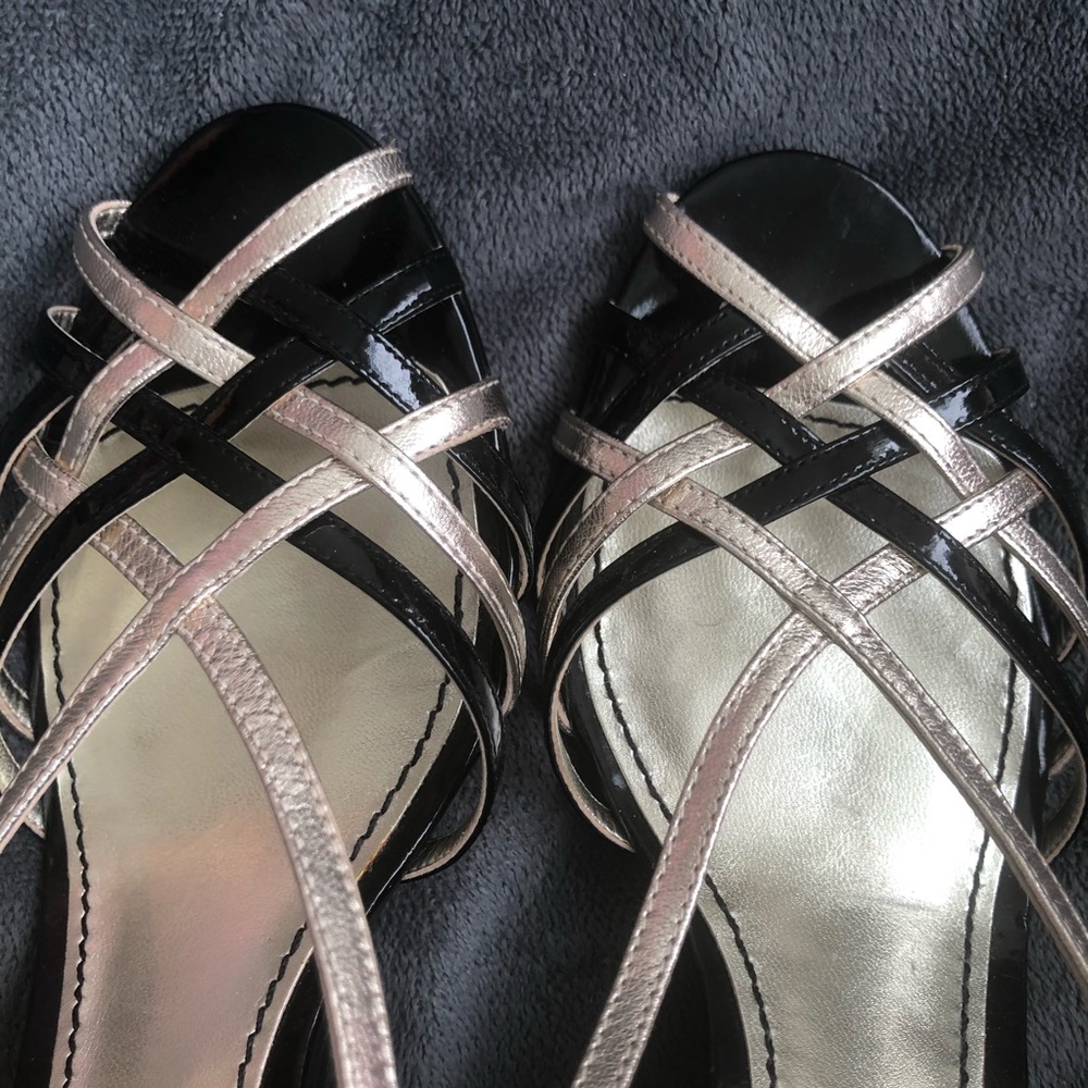 Lauren RL Black Gold Sandal Platform Shoes 6.5 37 - Picture 9 of 14